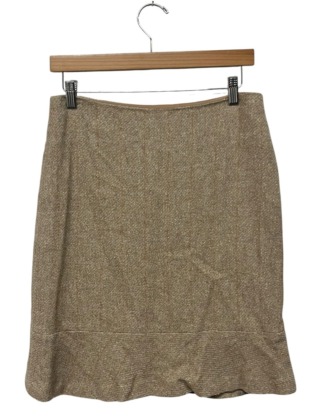 Etcetera | Metallic Gold Brown Red Stripe Knit/Tweed Skirt 2